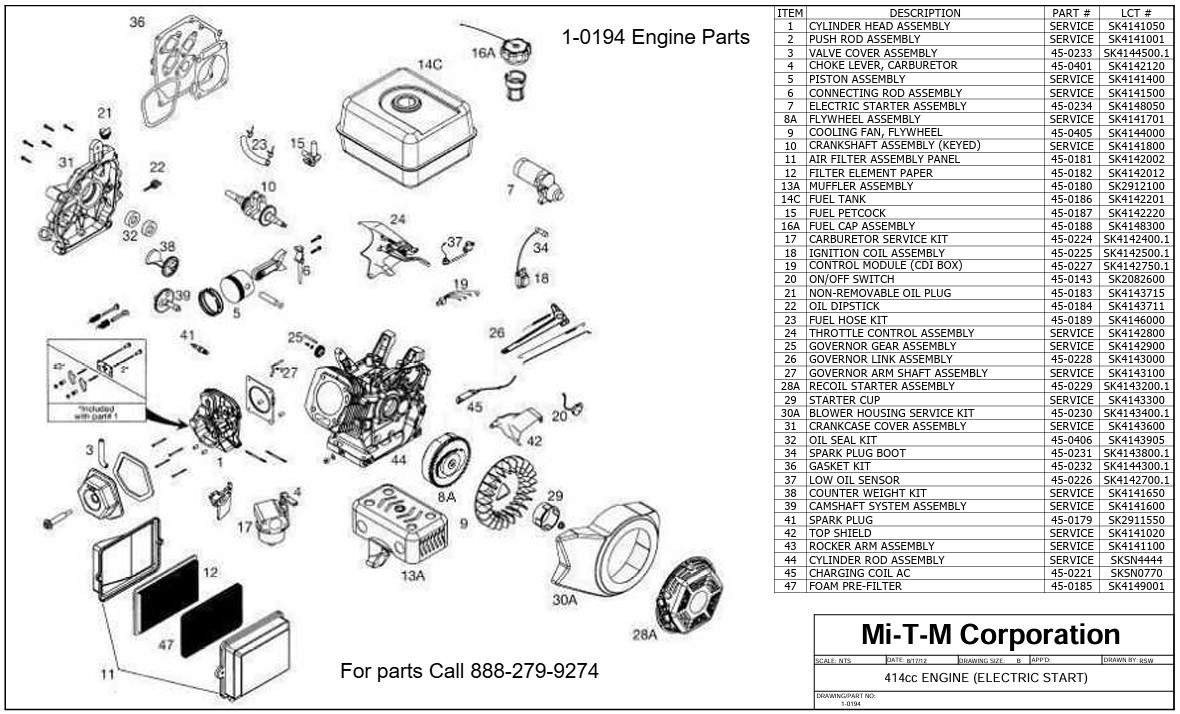 MITM  1-0194 engine repair parts